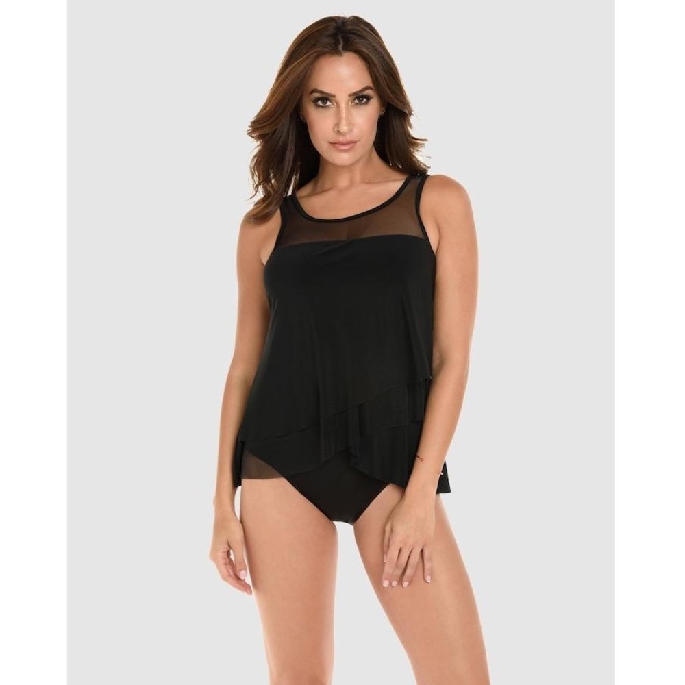 Miraclesuit Swim Illusionists Mirage Floaty Layered Tankini
Top Black -Size 18W